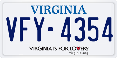 VA license plate VFY4354