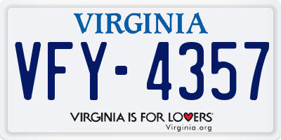 VA license plate VFY4357