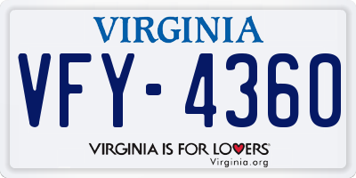 VA license plate VFY4360