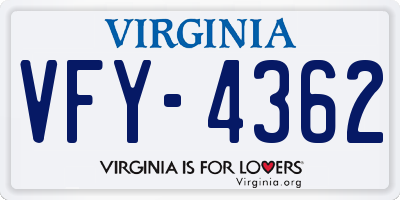 VA license plate VFY4362