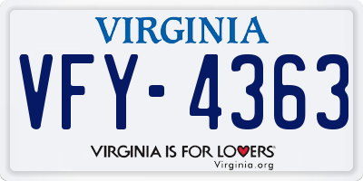 VA license plate VFY4363