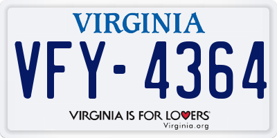 VA license plate VFY4364