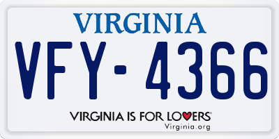 VA license plate VFY4366