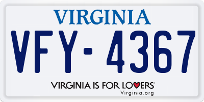 VA license plate VFY4367