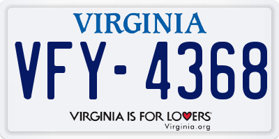 VA license plate VFY4368