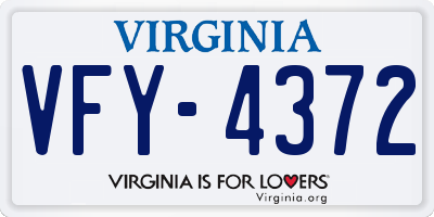 VA license plate VFY4372