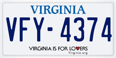 VA license plate VFY4374