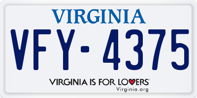 VA license plate VFY4375