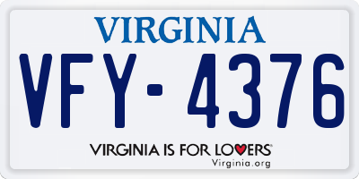 VA license plate VFY4376
