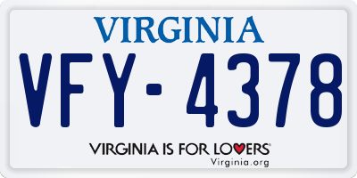 VA license plate VFY4378