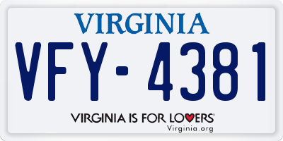 VA license plate VFY4381