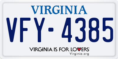 VA license plate VFY4385