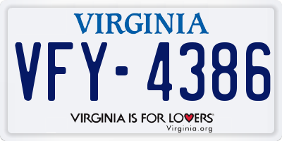 VA license plate VFY4386