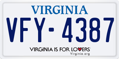 VA license plate VFY4387