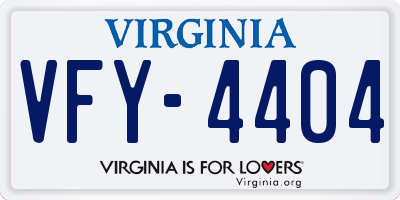 VA license plate VFY4404