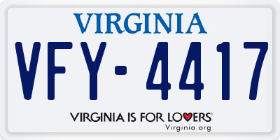 VA license plate VFY4417