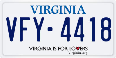 VA license plate VFY4418