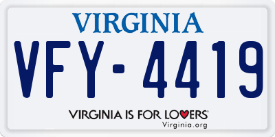 VA license plate VFY4419
