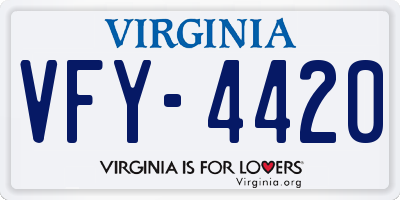 VA license plate VFY4420