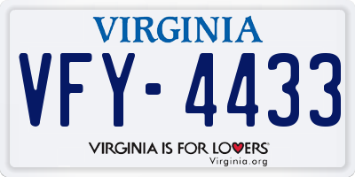 VA license plate VFY4433
