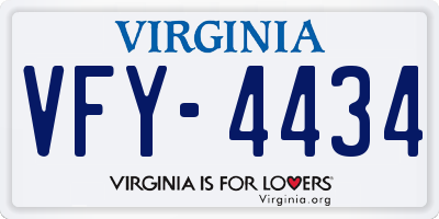 VA license plate VFY4434