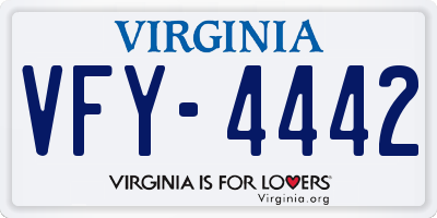 VA license plate VFY4442