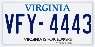 VA license plate VFY4443