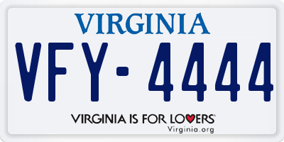VA license plate VFY4444