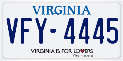 VA license plate VFY4445