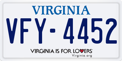 VA license plate VFY4452