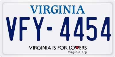 VA license plate VFY4454