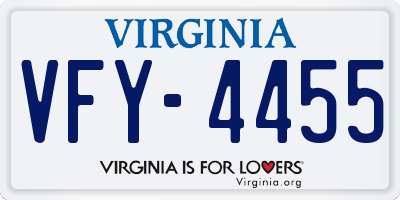 VA license plate VFY4455