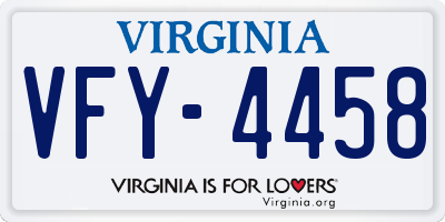 VA license plate VFY4458