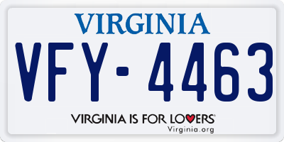 VA license plate VFY4463