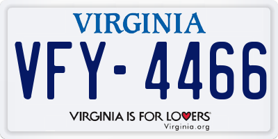 VA license plate VFY4466