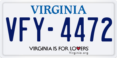 VA license plate VFY4472