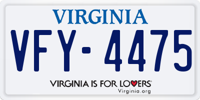 VA license plate VFY4475