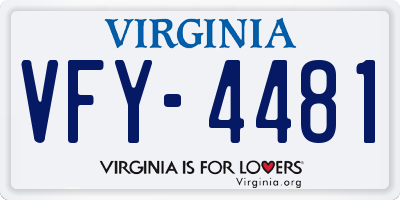 VA license plate VFY4481