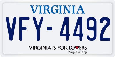 VA license plate VFY4492