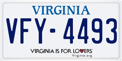 VA license plate VFY4493
