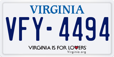 VA license plate VFY4494