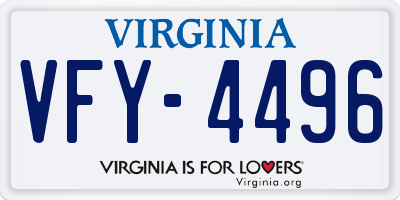 VA license plate VFY4496