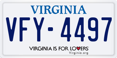 VA license plate VFY4497
