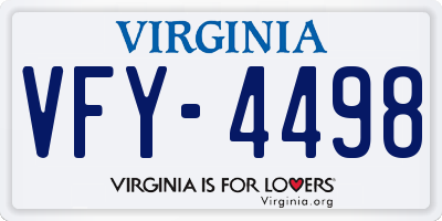VA license plate VFY4498