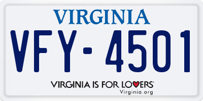 VA license plate VFY4501