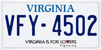 VA license plate VFY4502