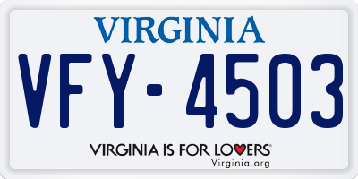 VA license plate VFY4503