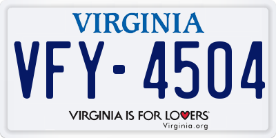 VA license plate VFY4504