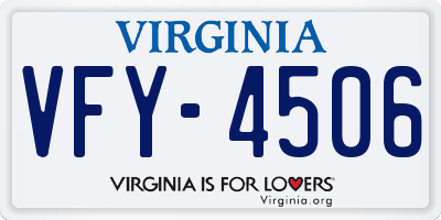 VA license plate VFY4506