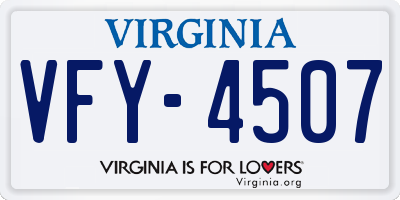 VA license plate VFY4507